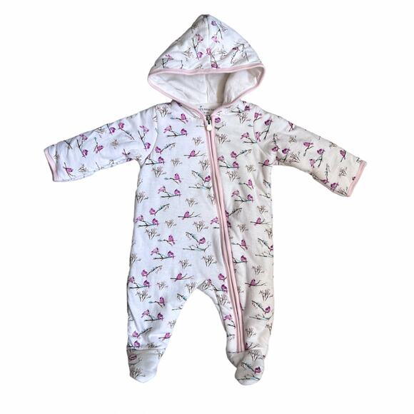 Burt's Bees Baby Pink Snowy Songbirds Bunting Size 0-3 Months - Picture 1 of 10